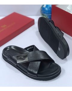 Giampieronicola Leather Slippers Black