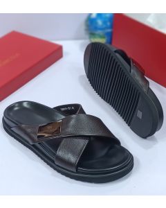 Giampieronicola Leather Slippers Dark Brown
