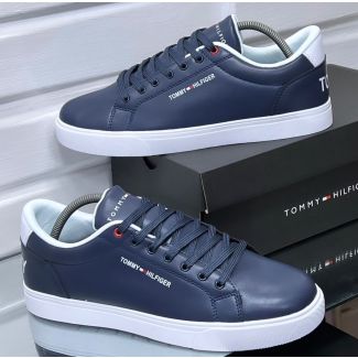 Tommy Hilfiger Blue Leather Sneakers