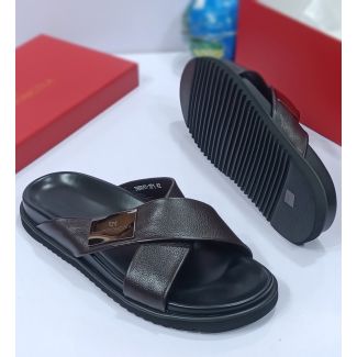 Giampieronicola Leather Slippers Dark Brown